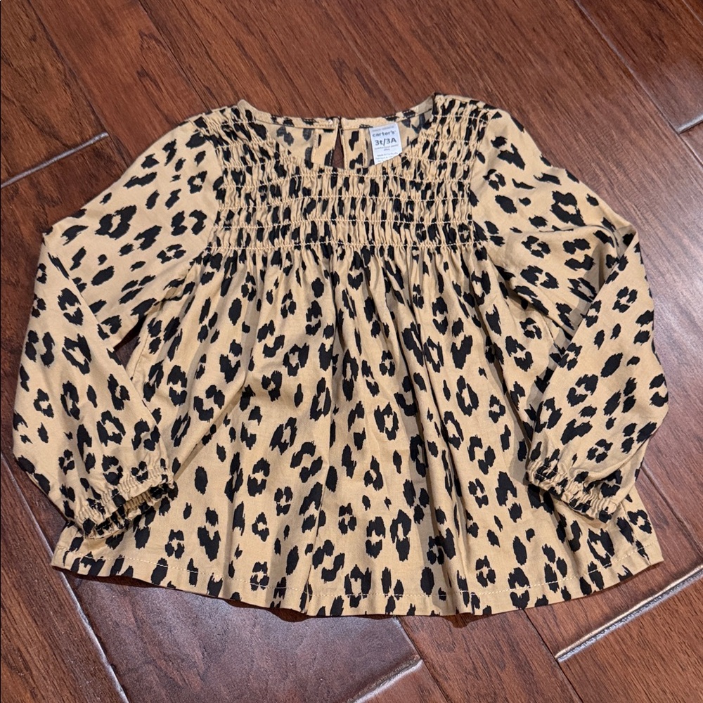 Carter's Tan and Black Animal Print Top